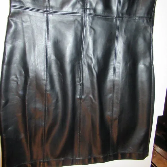 Free People Small NWT Colleen Faux Leather Lace Mini Dress Black Pleather Vegan - Picture 15 of 16